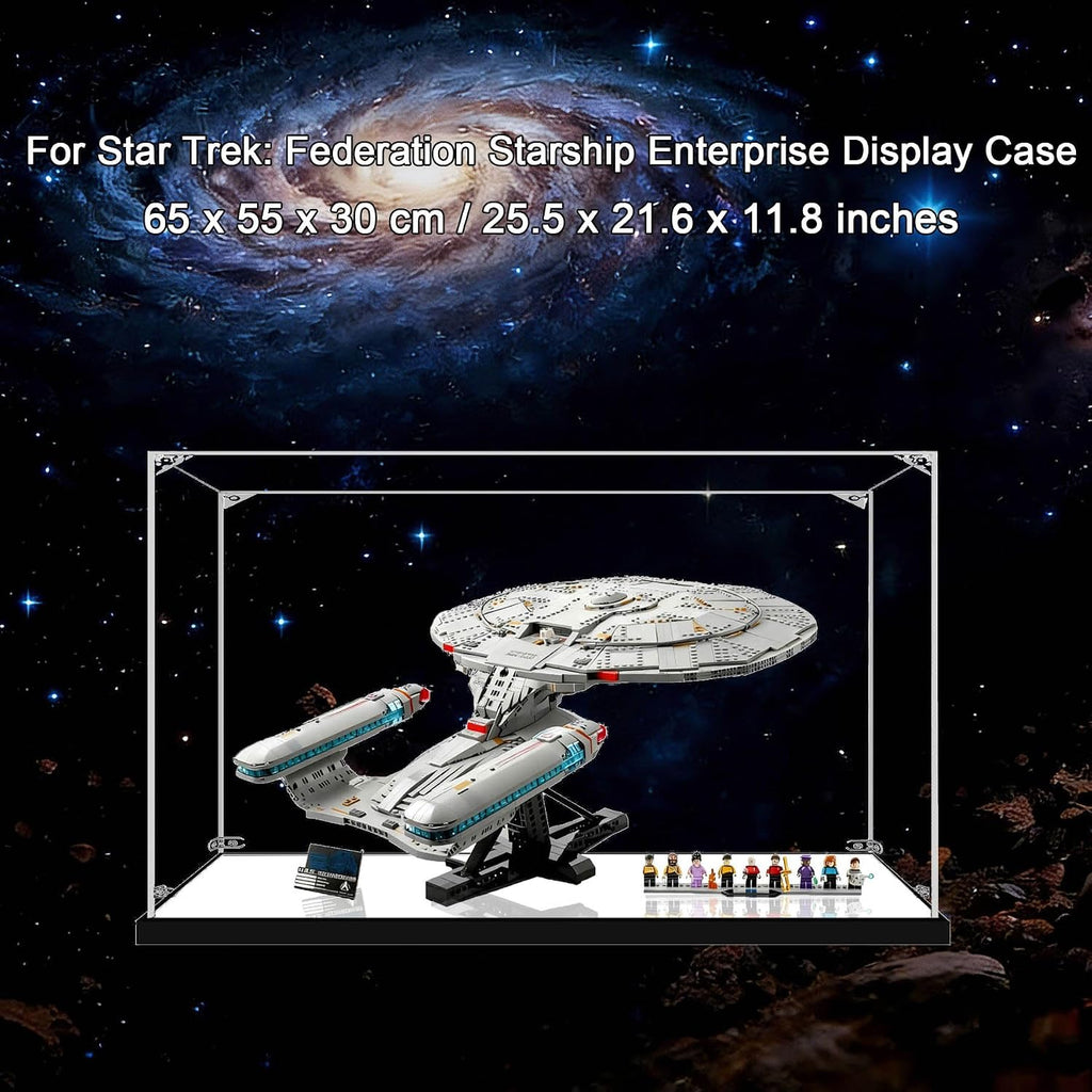 Acrylic Display Case for Lego 10356 Star Trek: The Enterprise, Dustproof Box, Storage Box, Transparent Box, Display Box Compatible with 10356 (Box Only) (Transparent+Mirror 3mm)