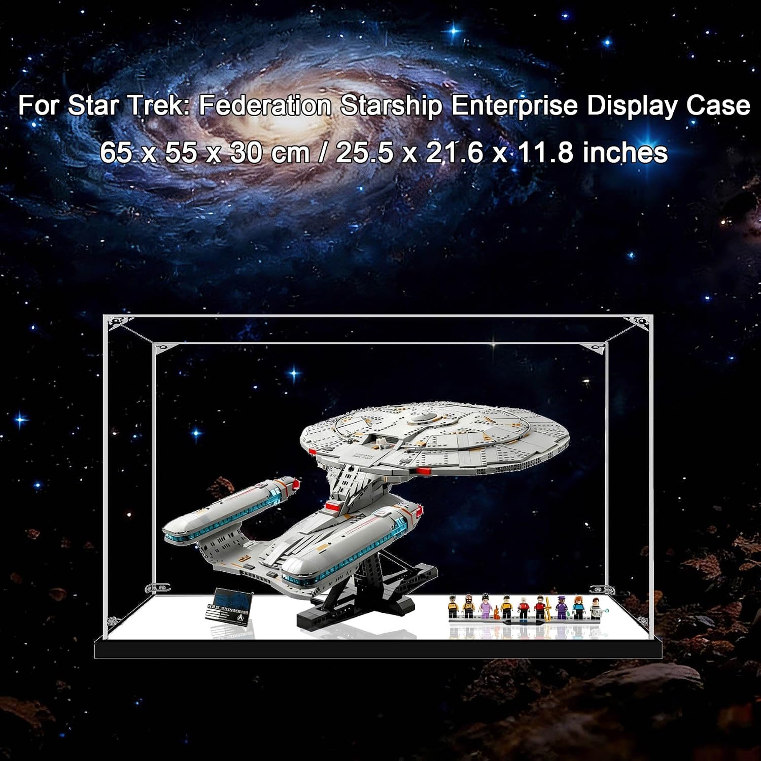 Acrylic Display Case for Lego 10356 Star Trek: The Enterprise, Dustproof Box, Storage Box, Transparent Box, Display Box Compatible with 10356 (Box Only) (Transparent+Mirror 3mm)