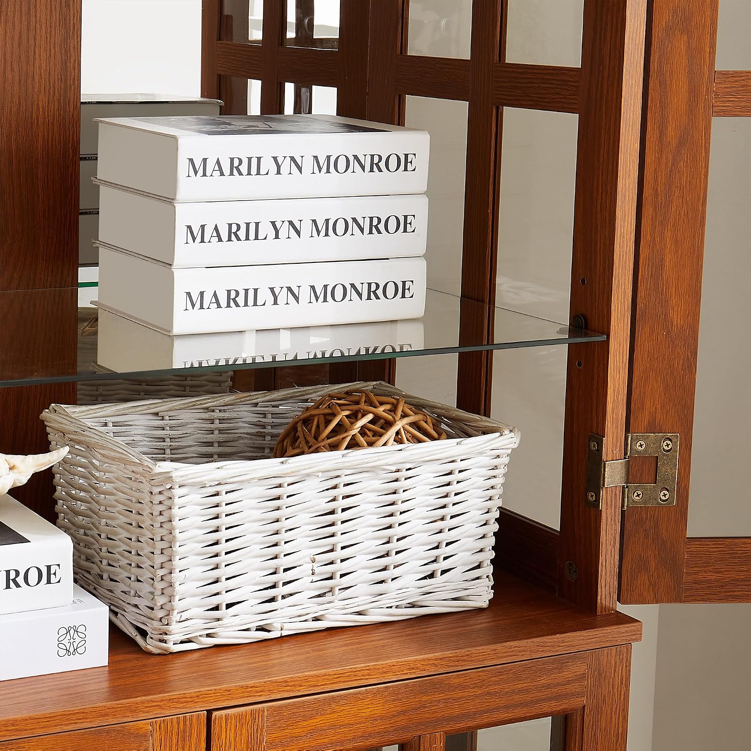 68' H Lighted Curio Display Cabinet Display Case,Wooden Glass Cabinet w/ 4 Adjustable Shelves & Glass Doors, 6 Tier Vintage Accent Storage Case w/Mirrored Back Pane for Home (Dark Oak)