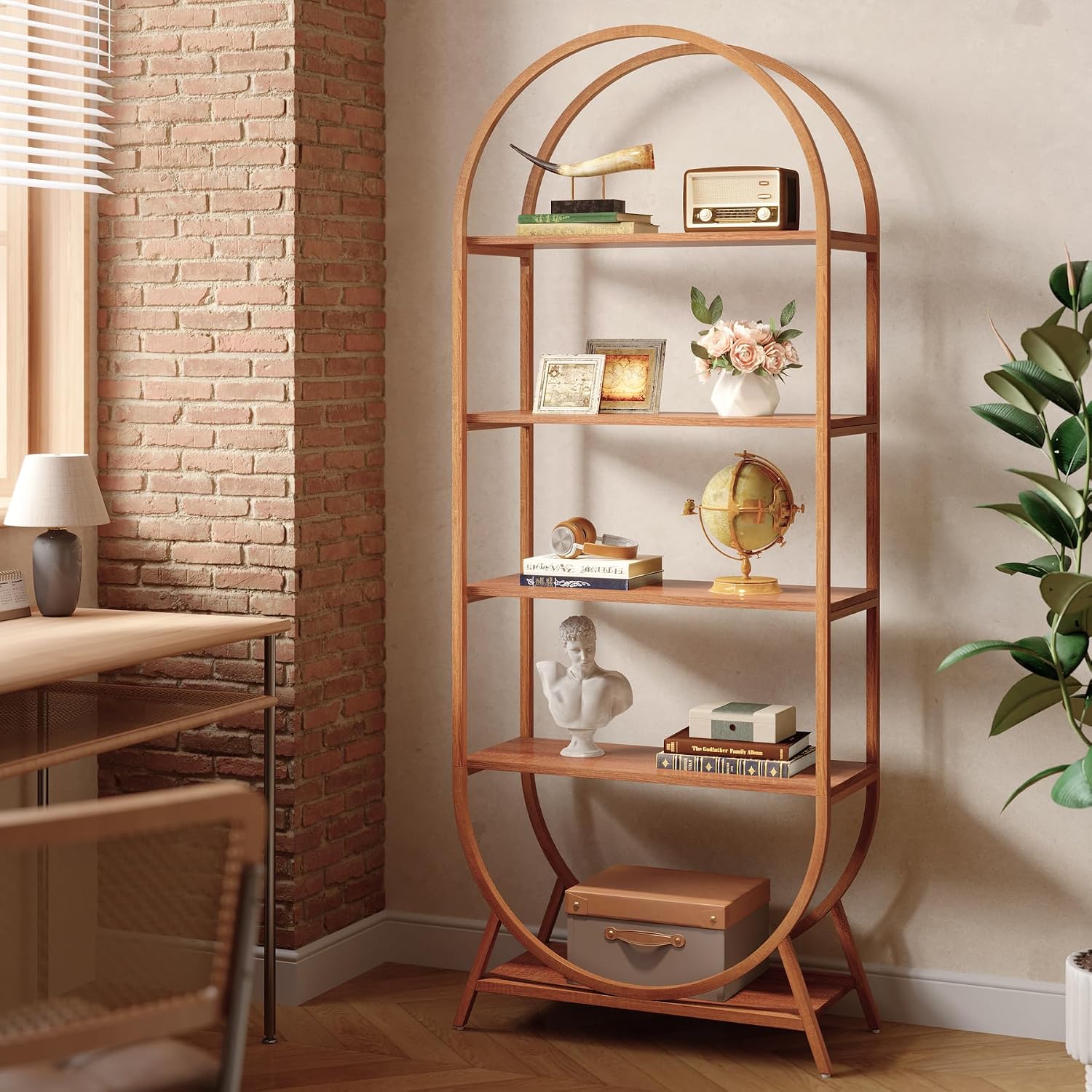 Tribesigns Bookshelf 5-Tier Arched Bookcase, 70.8' Tall Modern Open Book Shelves, Storage Shelves with Metal Frame, Freestanding Display Rack for Living Room, Bedroom, Office