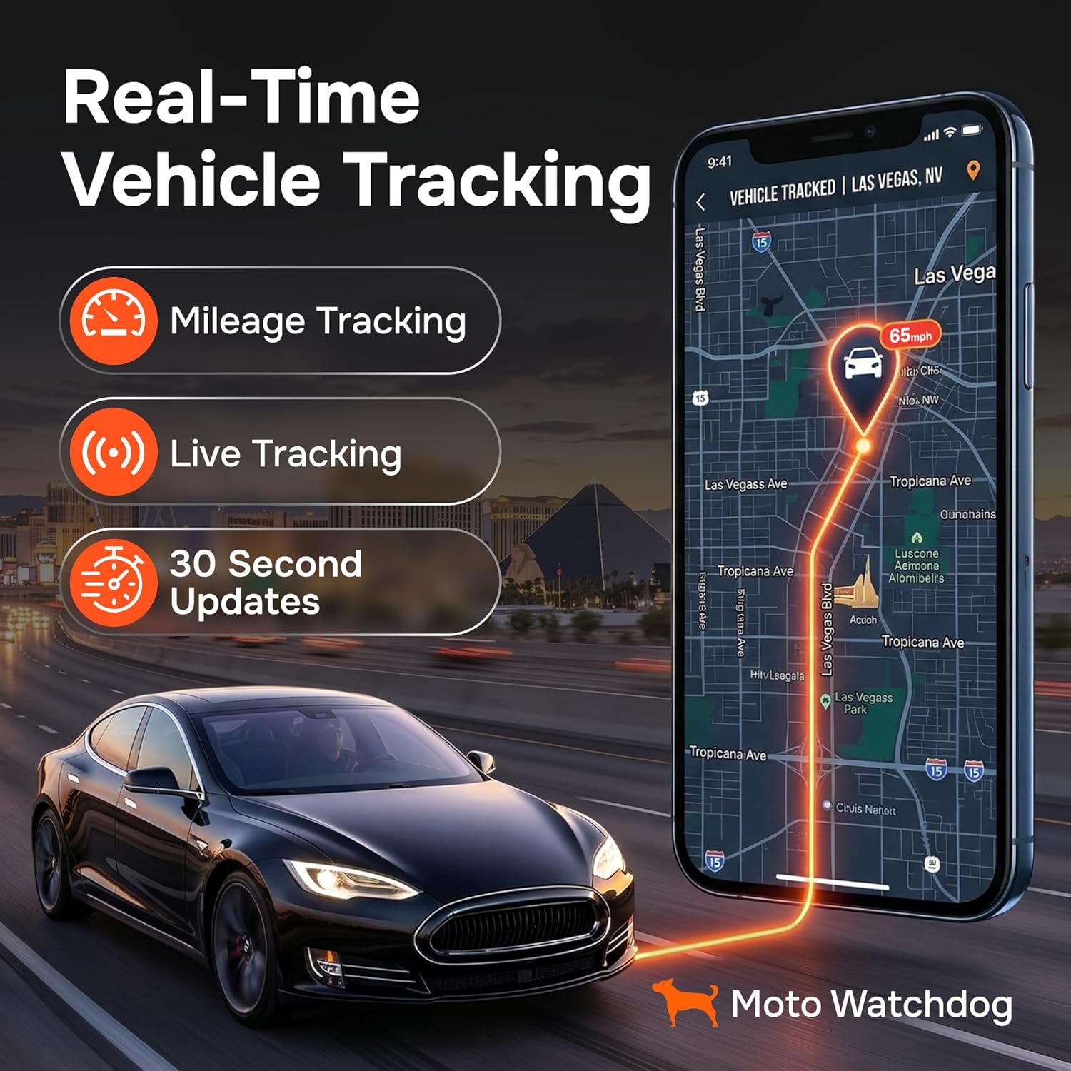 GPS Tracker for Vehicles, No Monthly Fee, No Subscription with Real-Time Location, Mileage Tracking, Speeding Monitoring, Route History, Geofence, OBD, Fleets & Families, USA, Moto Watchdog