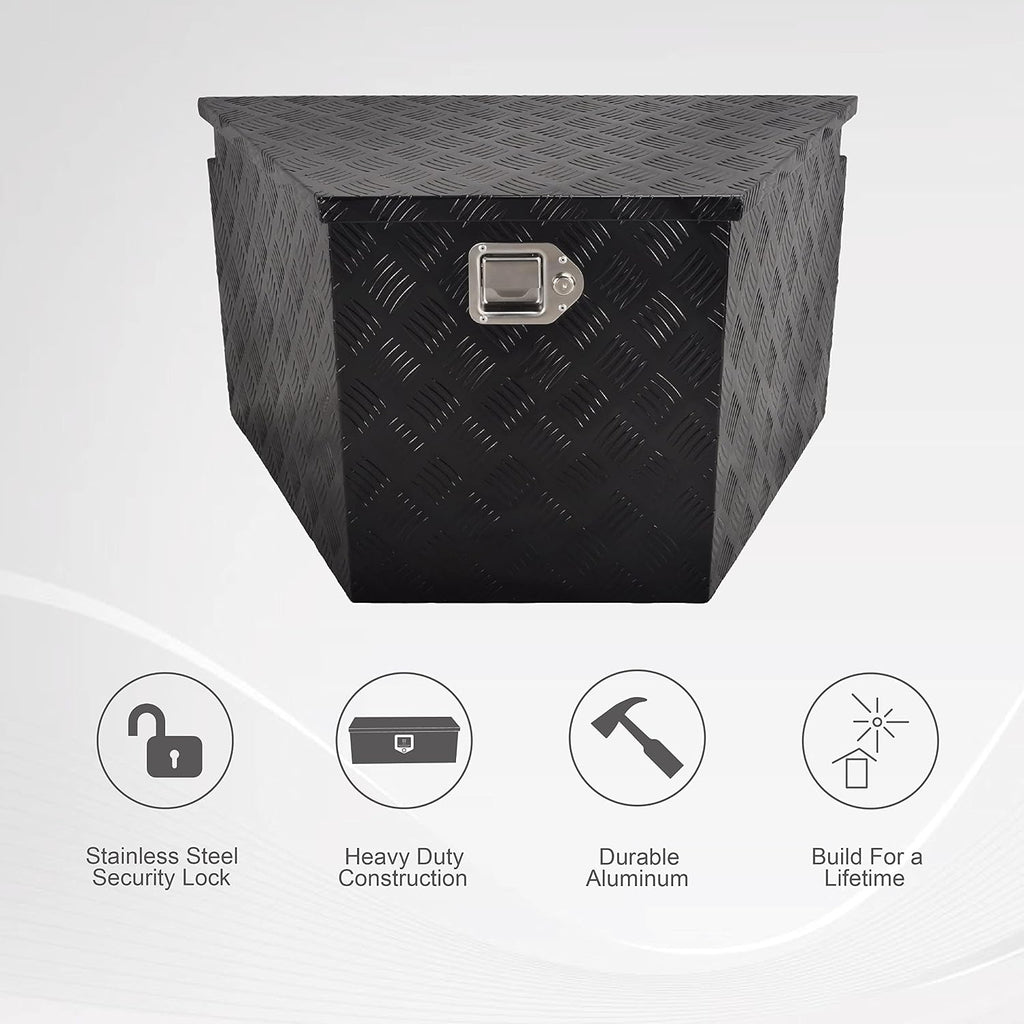 33'(L) x 19'(W) x 18'(H) Aluminum Storage Box for Utility Trailers, RV Storage Organizer with Lock & Keys - Black