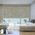 Motorized Roller Shade, 100% Blackout Smart Window Blinds Work with Homekit, Alexa, Google Home, Remote Control, Electric Blinds with USB/Solar Pannel Charging, Gentle Sage