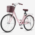 VIRIBUS Beach Cruiser Bike for Women, Single Speed Womens Bike with Basket & Rack 24 26 inch, Retro Step Through Cruiser Bicycle for Petite Short Women Female Ladies City Commuter, 330 lb.