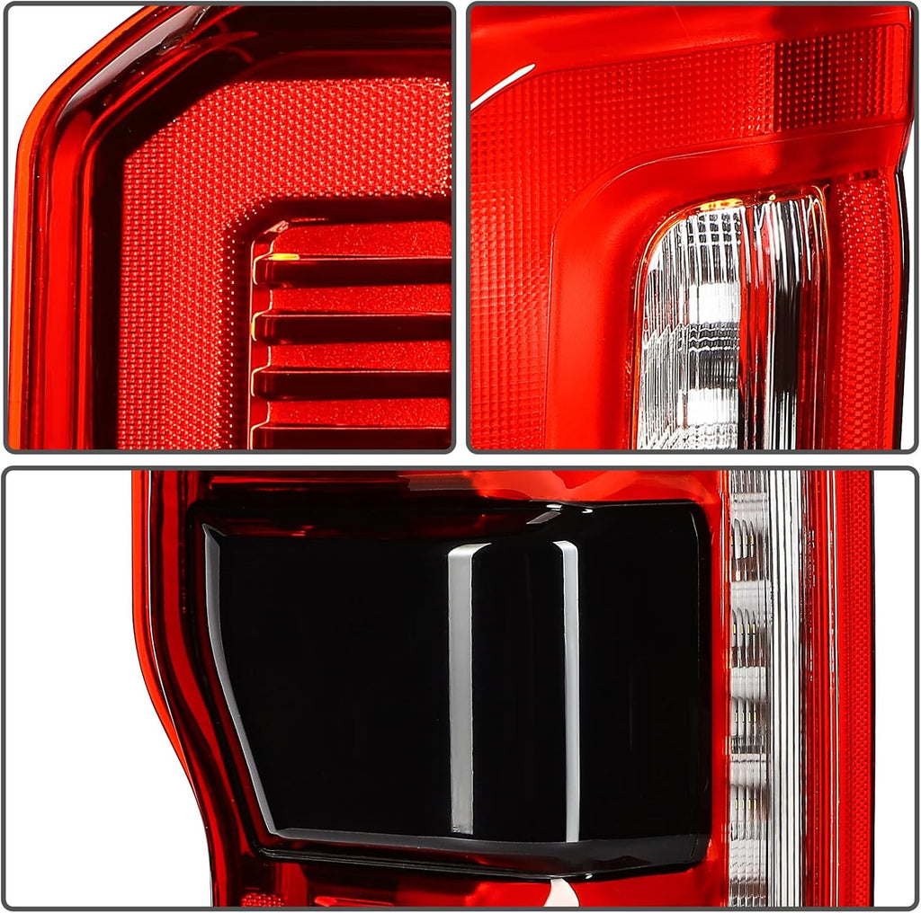 Tail Light Fit 2023-2024 for F-250 Super Duty, 2023-2024 for F-350 Super Duty Black Housing Red Lens Pair Tail Light Assembly FO2800294