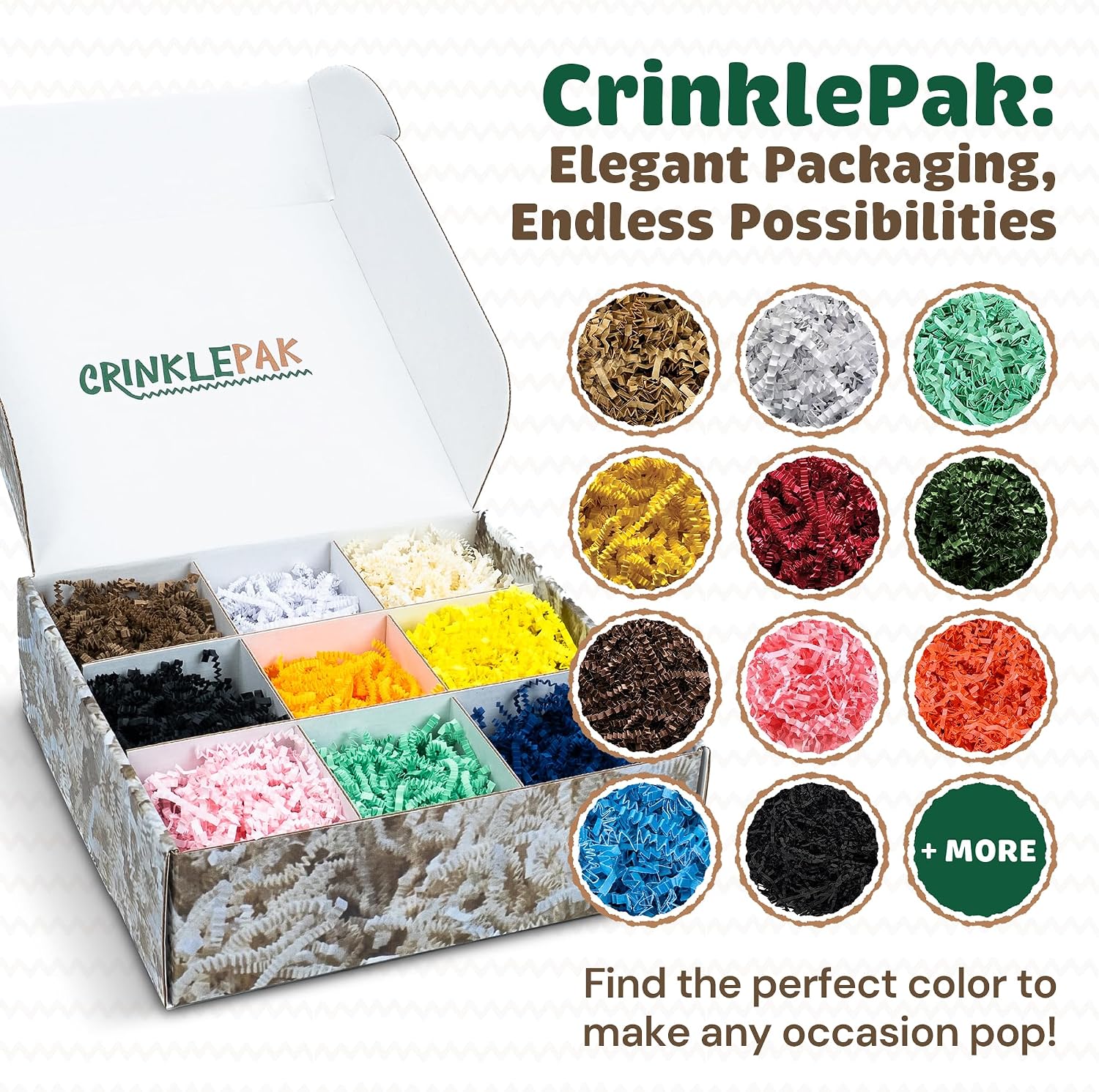 40LB USA Made White Crinkle Paper Filler | Great Shredded Paper For Gift Baskets, Shipping Packages, Gift Box Filler, Basket Filler, Birthdays, Weddings, Anniversaries | White Crinkle Shred