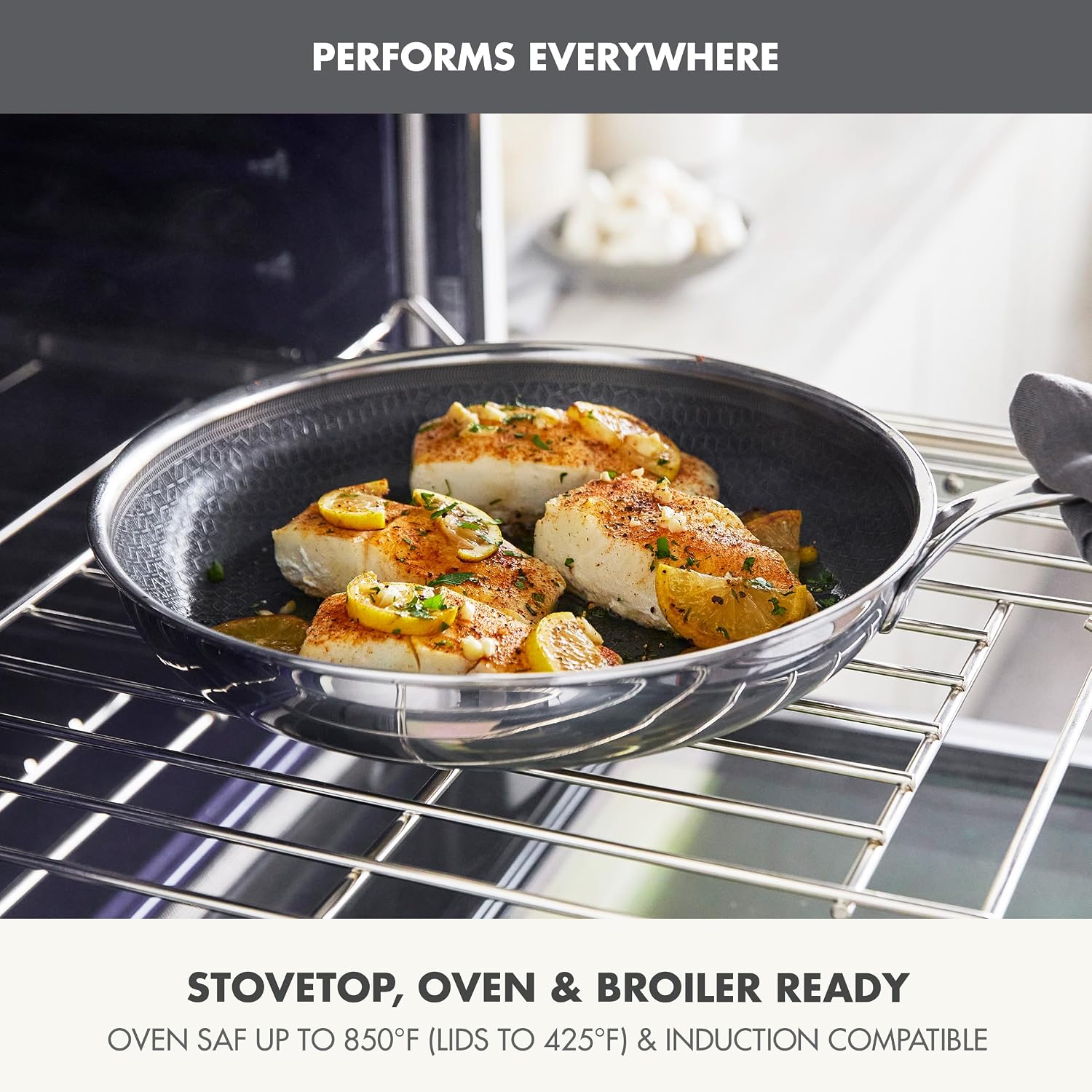 GreenPan Spectra 10 Piece Cookware Set,Hybrid Tri-Ply Stainless Steel, PFAS-Free Ceramic Nonstick Textured Cooking Surface,Induction Pots & Pans with Lids, Dishwasher Safe,Oven & Broiler Temp to 850˚F