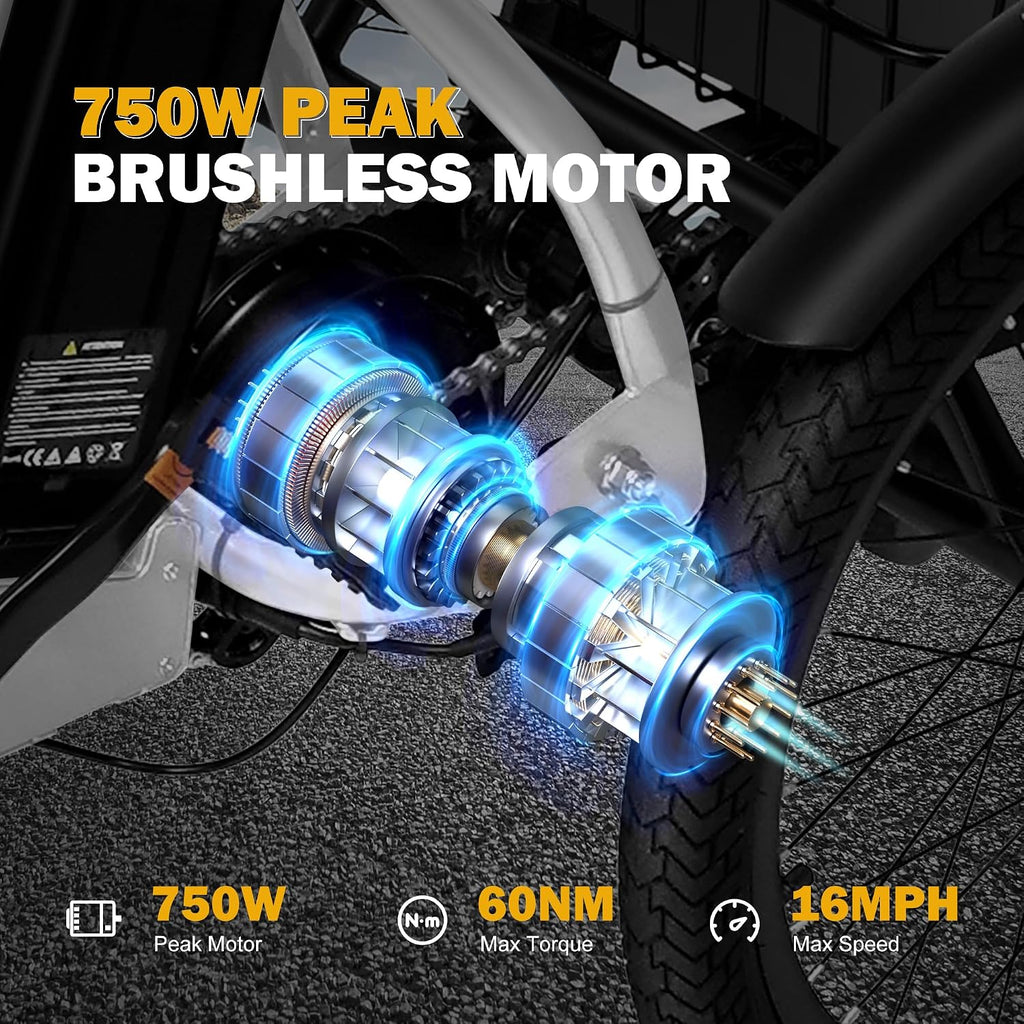 Qlife Triker Electric Bike, Peak 1200W Brushless Motor Folding Trike Ebike, 499Wh Removable Battery, Step-Thru 3 Wheel Electric Bicycle, Up to 55 Miles, 18 Tire Tricycle for Adults