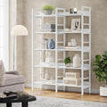 Tribesigns 5-Tier Industrial Bookshelf, 71'H x 47'W Etagere Bookcase, Freestanding Double Wide Book Shelf for Storage and Display, Wood and Metal Bookshelves for Living Room Home Office, White