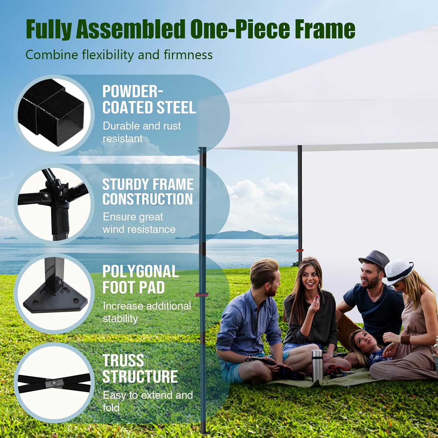 Eurmax USA NOMATTER ONE-Person Open&Close 10x10ft Pop Up Canopy Tent,Portable Shelter Canopy for Outdoor Events with 1 Removable Sidewall,Instant Canopies,Temporary Sunshade,Bonus 4 Sand Bags(Blue)