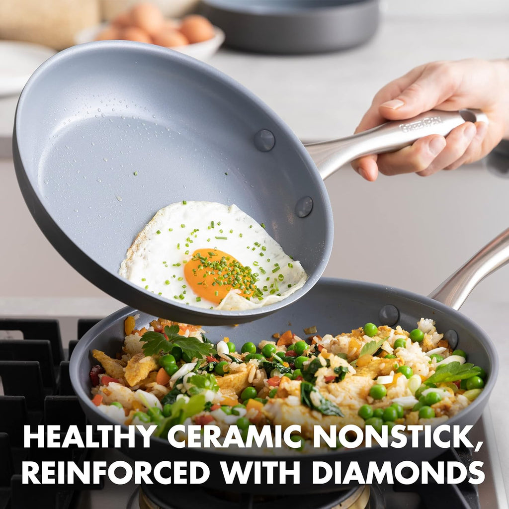 GreenPan Lima Hard Anodized Healthy Ceramic Nonstick 12 Piece Cookware Pots and Pans Set, PFAS-Free, Oven Safe, Gray