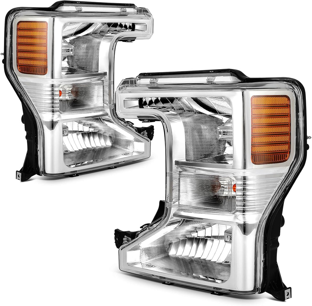 Headlight Assembly Fit 2020-2022 for F-250 Super Duty, 2020-2022 for F-350 Super Duty Driver & Passenger Side Headlight Chrome Housing FO2502405
