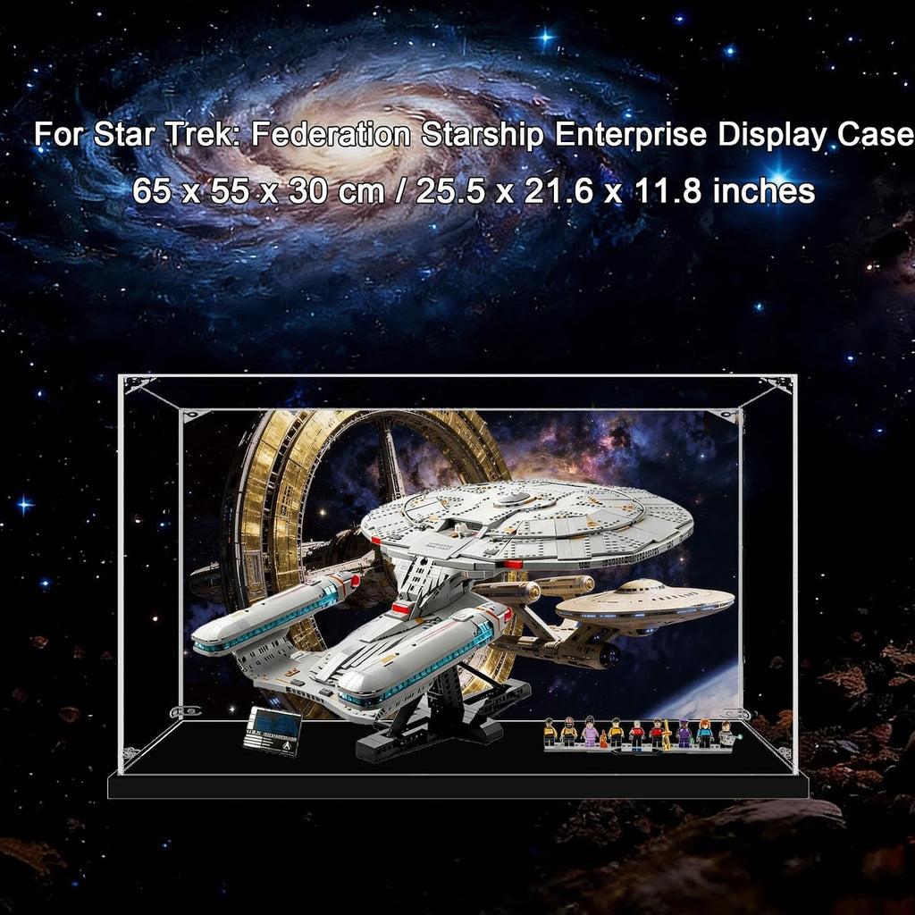 Acrylic Display Case for Lego 10356 Star Trek: The Enterprise, Dustproof Box, Storage Box, Transparent Box, Display Box Compatible with 10356 (Box Only) (Background C)