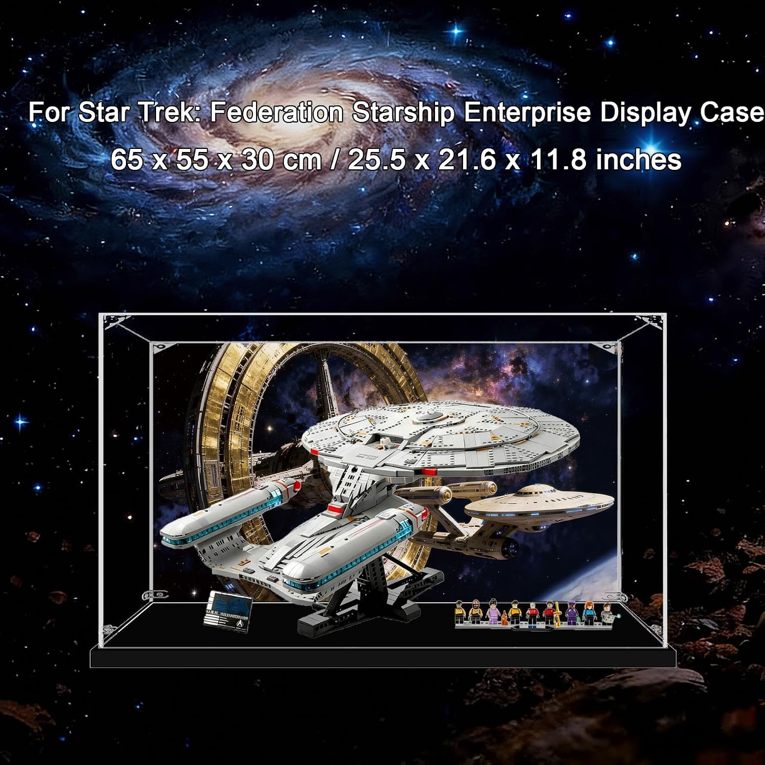 Acrylic Display Case for Lego 10356 Star Trek: The Enterprise, Dustproof Box, Storage Box, Transparent Box, Display Box Compatible with 10356 (Box Only) (Background C)