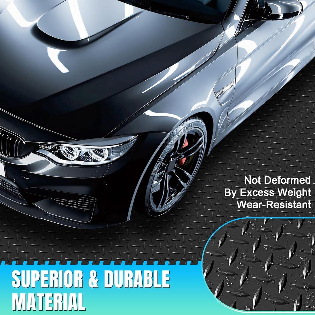 4 x 20 FT Garage Floor Mat, Diamond Plate Rubber Flooring Roll, PVC Garage Flooring Rolls for Under Car, Large SUVs, Pickup Truck, RV, Gym