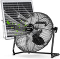 DBF 18' Solar Powered Fan for Outdoor - 30000mAh Rechargeable Floor Fan with 40W Solar Panel, 18 Speed, 12-60H Runtime, Quiet Cordless Fans for Outside Home Patio Camping Gazebo Outage Greenhouse