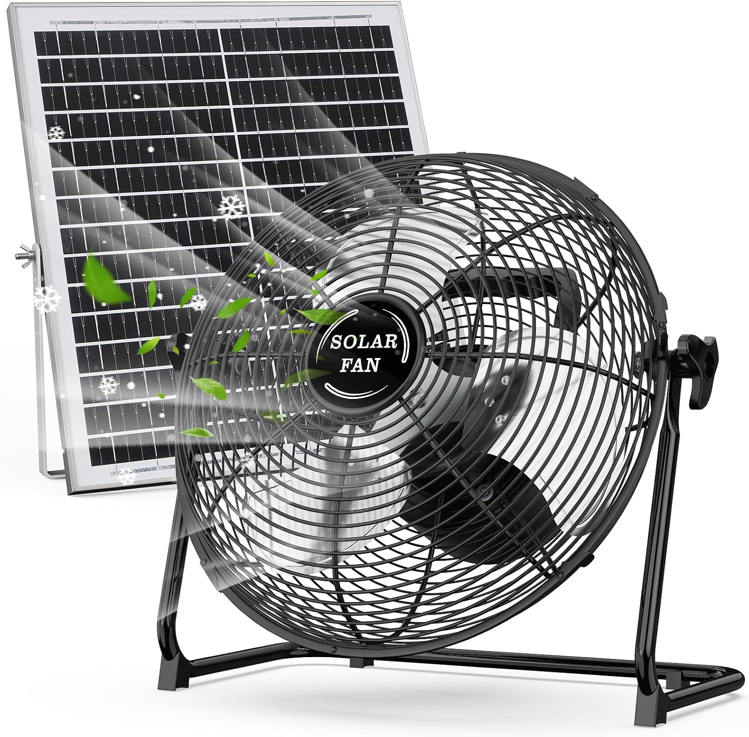 DBF 18' Solar Powered Fan for Outdoor - 30000mAh Rechargeable Floor Fan with 40W Solar Panel, 18 Speed, 12-60H Runtime, Quiet Cordless Fans for Outside Home Patio Camping Gazebo Outage Greenhouse
