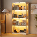 Grepatio Glass Display Cabinet, 4-Tier Display Cases for Collectibles, Curio Cabinet with 12 Color Lights, Display Shelf Bookcase Kids Toy Cabinets for Collectible, Living Room, Playroom (White)