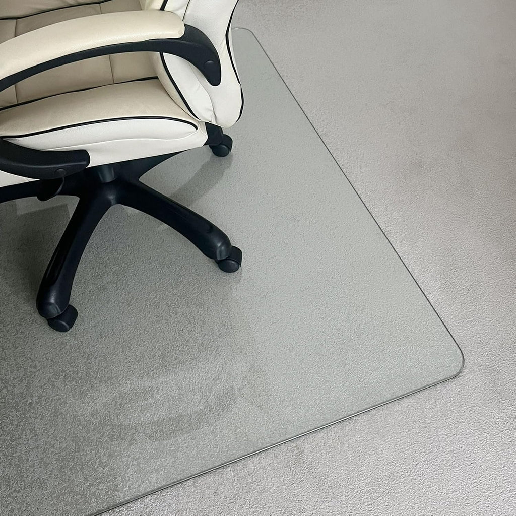 Marvelux Tempered Glass Office Chair Mat for Carpet & Hardwood Floors Clear Carpeted & Hard Floor Protector, Executive Thick Chair Mat for High & All Pile Carpets & Hard Wood with No Slip Pads 36'x40'