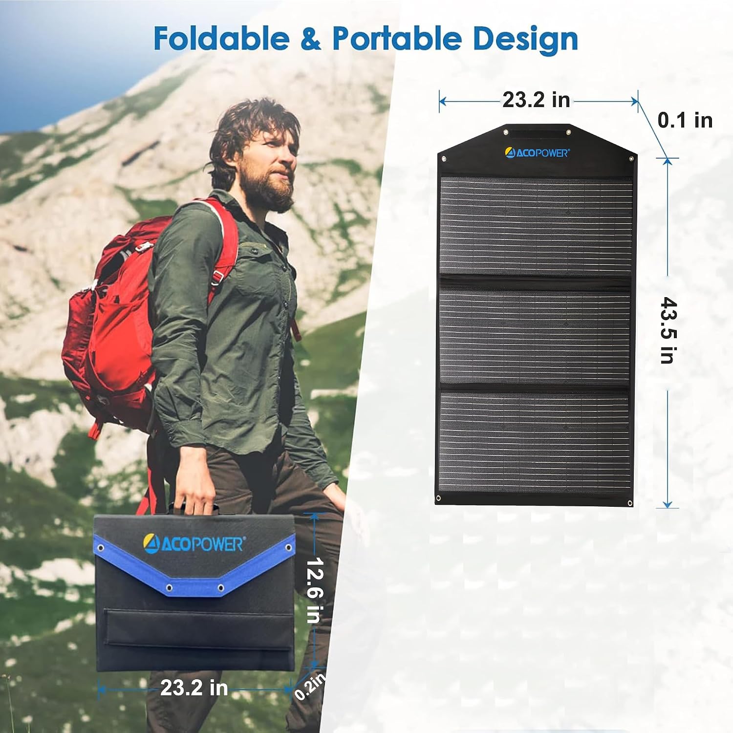 ACOPOWER 90W Portable Solar Panel,3x30W Foldable Solar Panel Suitcase with USB/DC/Type-C 3 Outputs for Phones,Camping,Outdoors, RV and Acopower Car Refrigerator Black