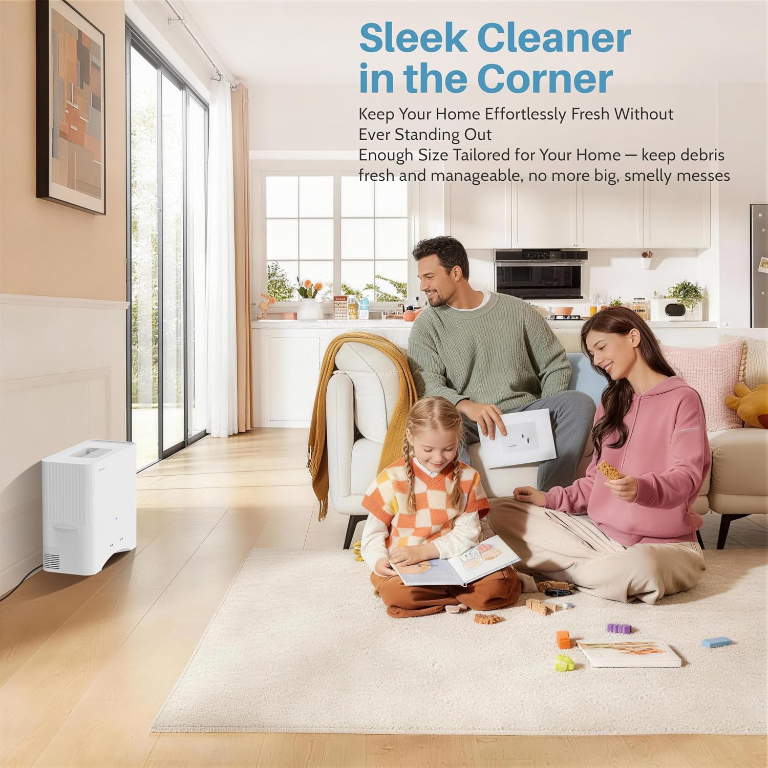 Keenhot Touchless Vacuum Automatic Dustpan, Stationary Canister Vacuums for Salons Pet Hair Food Dirt, Home Kitchen Compact Space-Saving Electric Dustpan Vacuum Cleaner, 20000Pa Strong Suction（White）