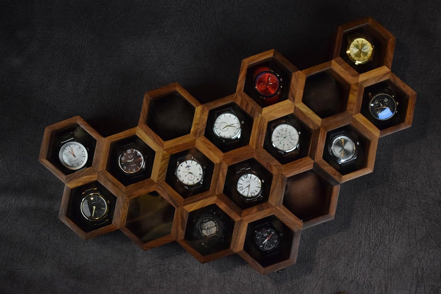 Extra Large Superior Rosewood Honeycomb Watch Box Display Case Holder Collector Organizer for Men, Men's Vintage Watch Storage Box to Store and Keep your Watches Safe and Sophisticated.