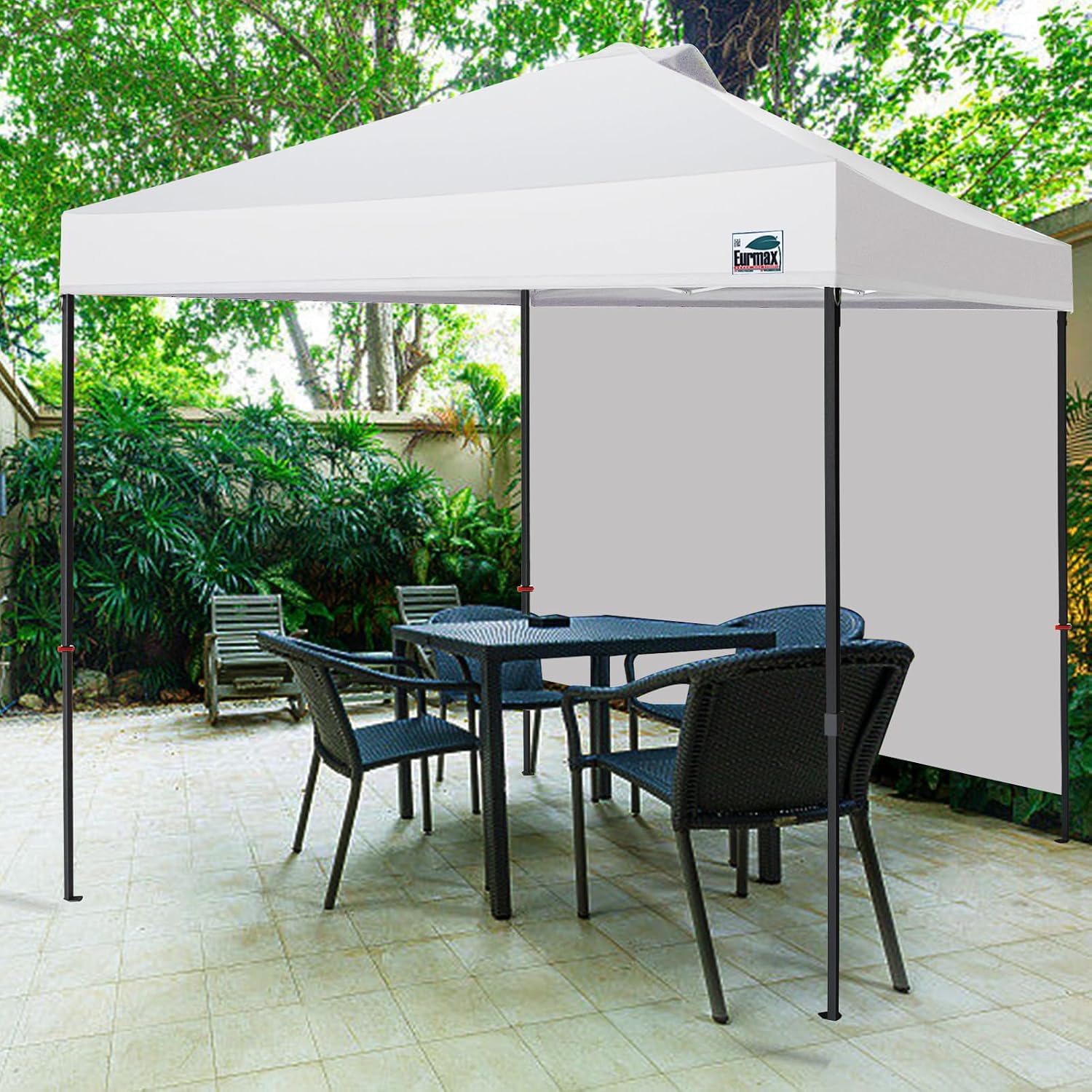Eurmax USA NOMATTER ONE-Person Open&Close 10x10ft Pop Up Canopy Tent,Portable Shelter Canopy for Outdoor Events with 1 Removable Sidewall,Instant Canopies,Temporary Sunshade,Bonus 4 Sand Bags(Blue)
