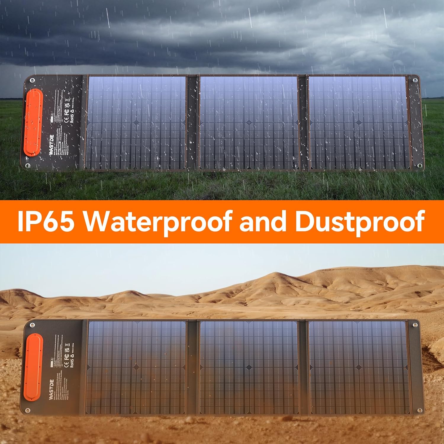 60W Portable Solar Panel Chargers with 15V USB and 18V DC, IP65 Waterproof Solar Panel with Lightweight Storage Bag, Fast Charging Foldable Panel Power Bank for Camping,Hiking, Cell Phone,Tablet