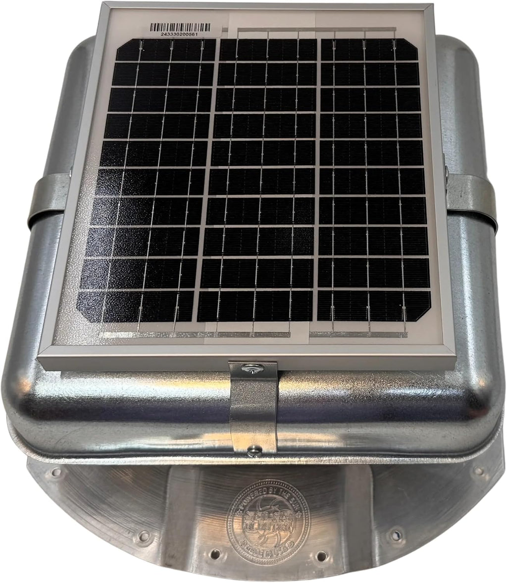 Solar Blaster Solar Mega RoofBlaster for 3.5' ribbed Conex Shipping Container Vent (Galvanized) | Solar Roof Vent Fan for Shipping Container Shipping Container Accessories Storage Container Vent