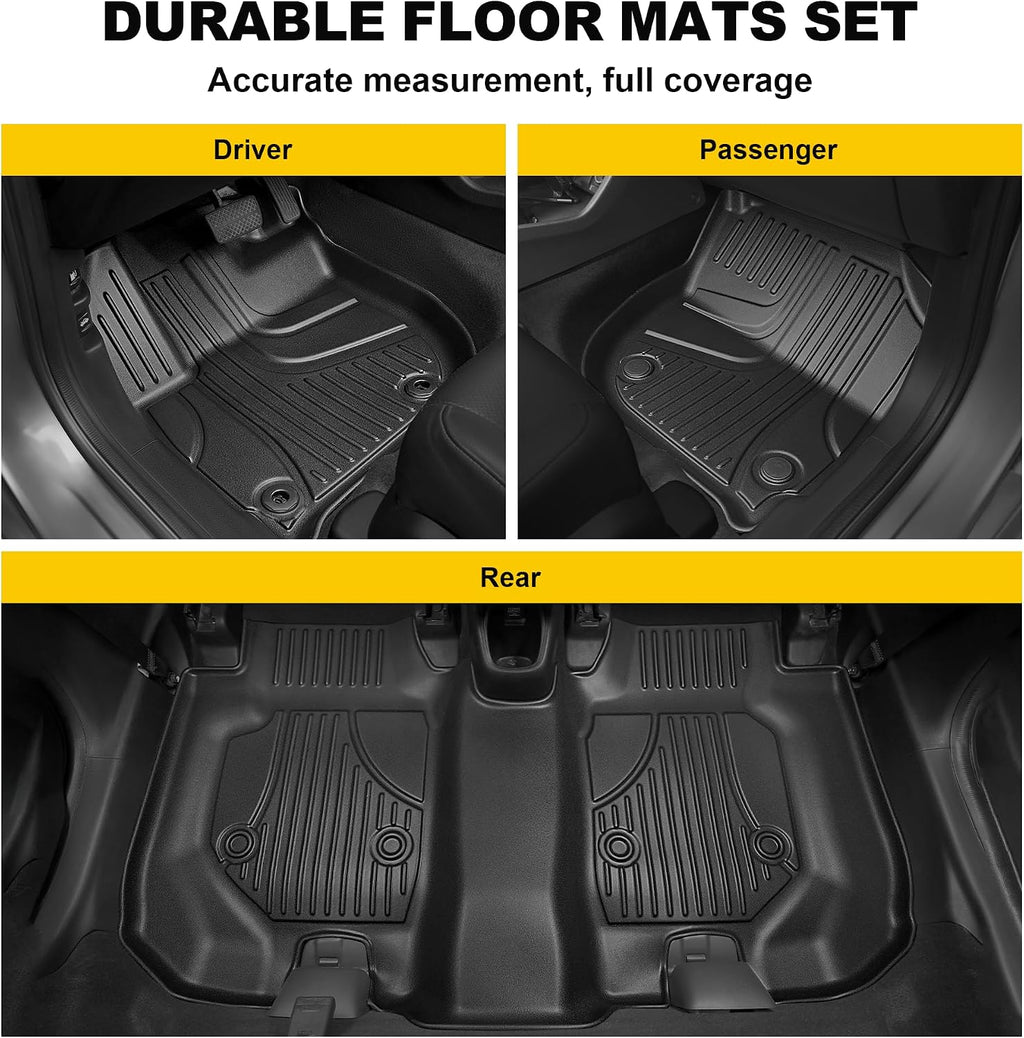 Original Floor Mats & Cargo Liner Fit for Honda HRV 2016-2022 (AWD Models) | All Weather Protection HR-V Car Mats Set - 1st & 2nd Row Full Set TPE Car Floor Liners with Trunk Mat Black