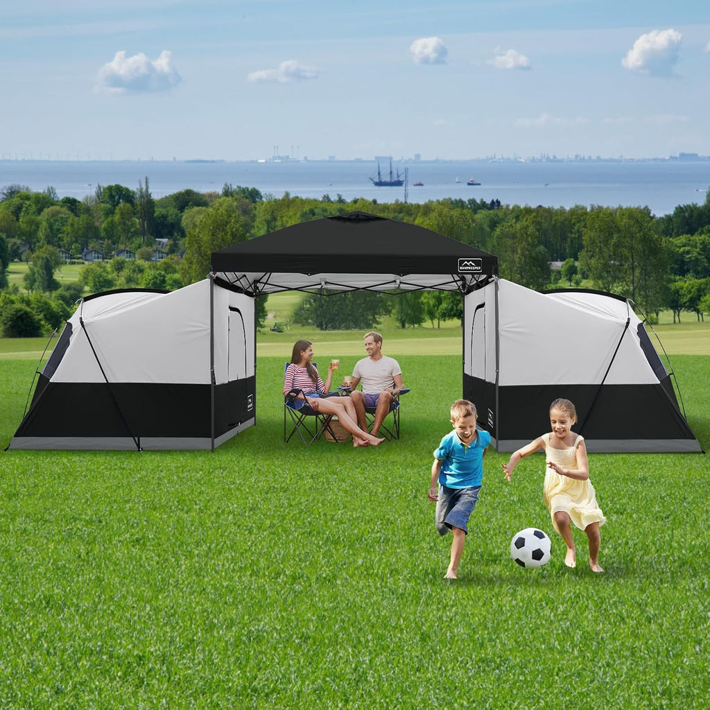 KAMPKEEPER Canopy Side Tent,4-6 Person Camping Cube Tent for 10x10 Pop Up Canopies,Easy Up Gazebo with Window,Compatible with 10' Wide Canopy Tents