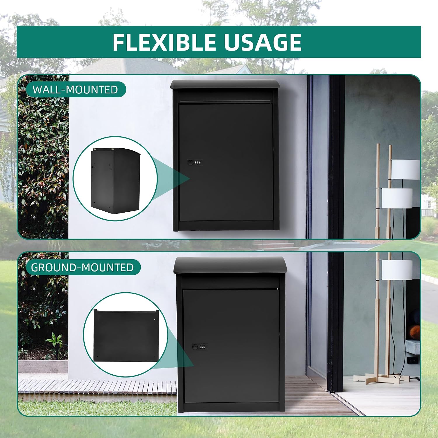 YITAHOME Outside Package Delivery Box with Coded Lock, 16.5x13.8x25.4 inch Lockable Anti-Theft Parcel Drop Box, Locking Mailbox for Outside Home Garden, Office, School