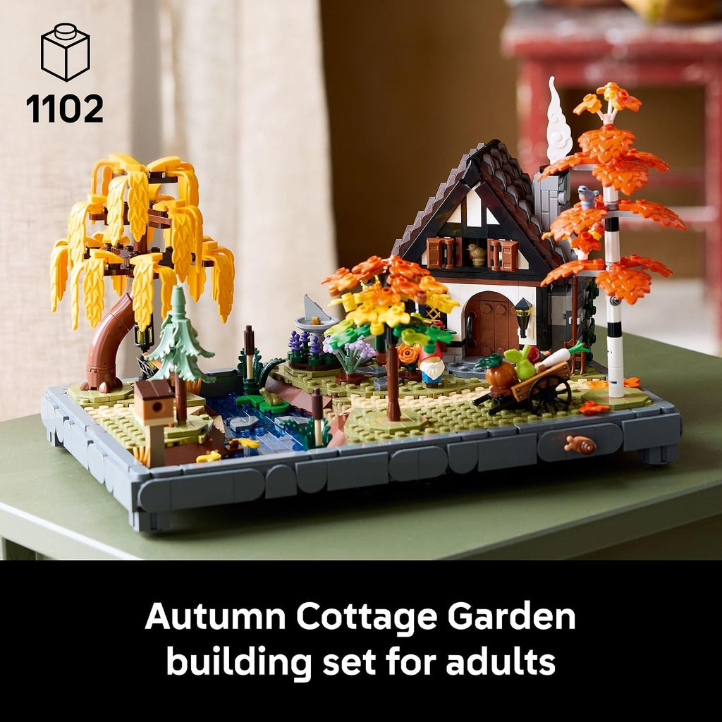 LEGO Icons Autumn Cottage Garden Building Set for Adults, Ages 18+ - Whimsical Room Decor for Office, Bedroom, or Book Shelf - Building Blocks for Crafting Fans - Gift Idea for Birthdays - 11372