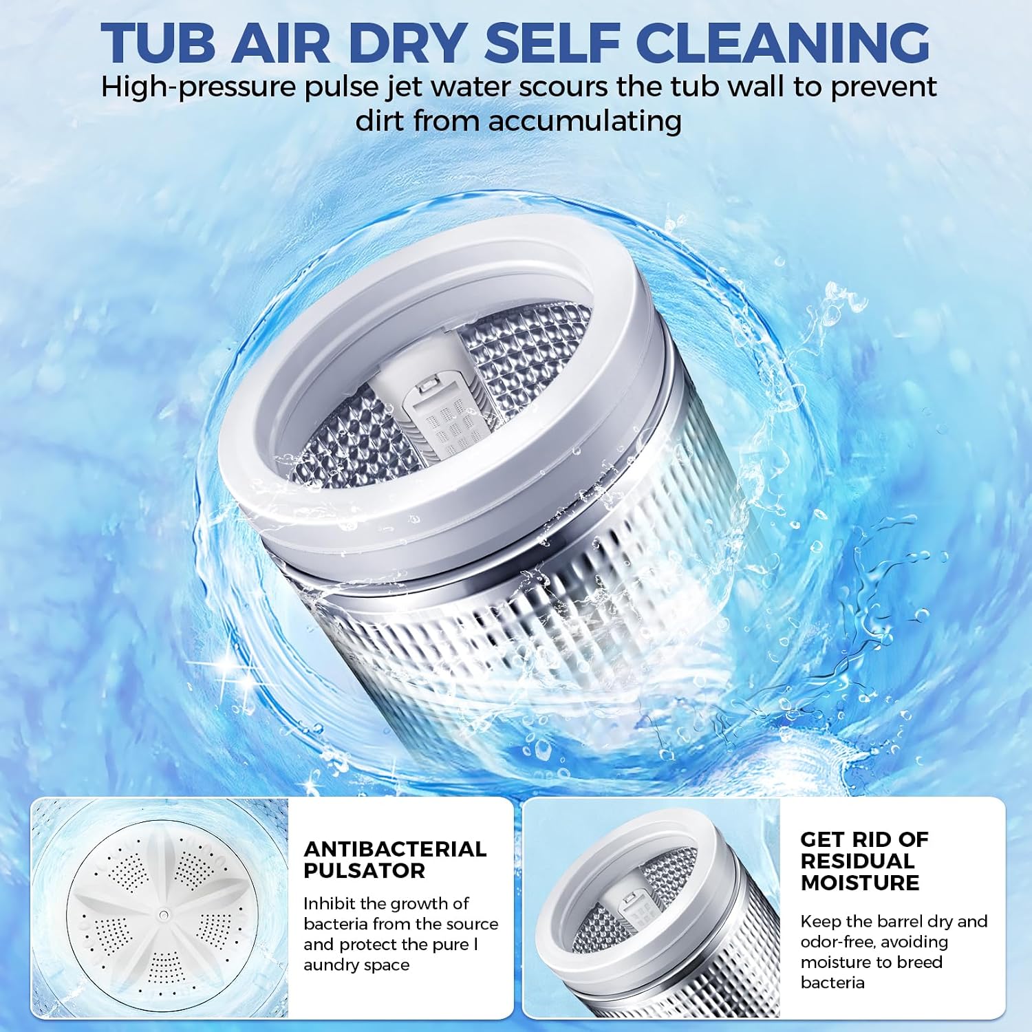 Nictemaw Portable Washing Machine 20Lbs Portable Washer Machine with Drain Pump, 2.8 Cu.ft Washer and Dryer Combo with 10 Programs 8 Water Levels Laundry Machine for Apartments- Slow-Close Glass Cover