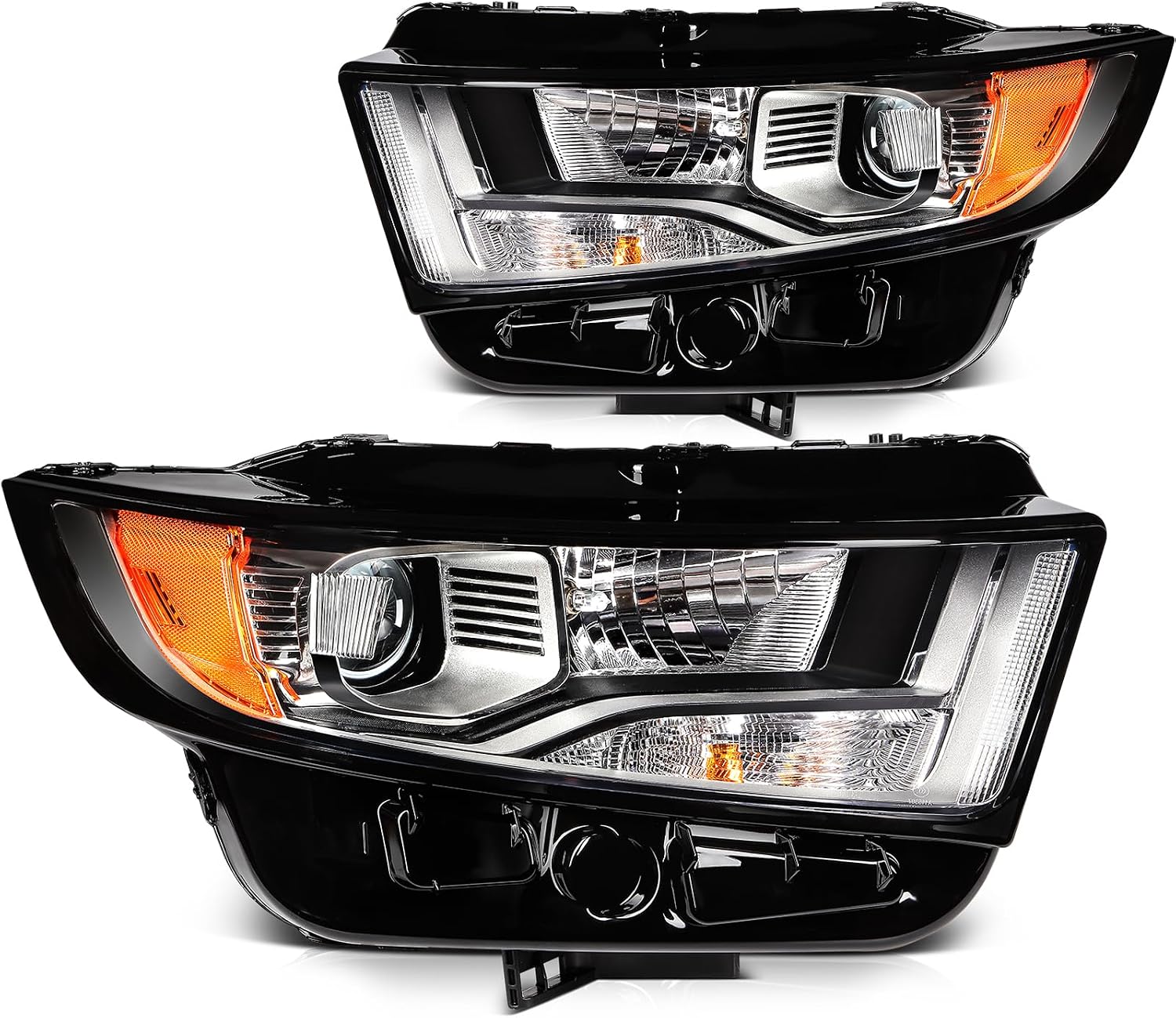 Headlight Fit 2015-2018 for Edge Black Housing Amber Reflector Pair Headlight Assembly FT4Z13008A