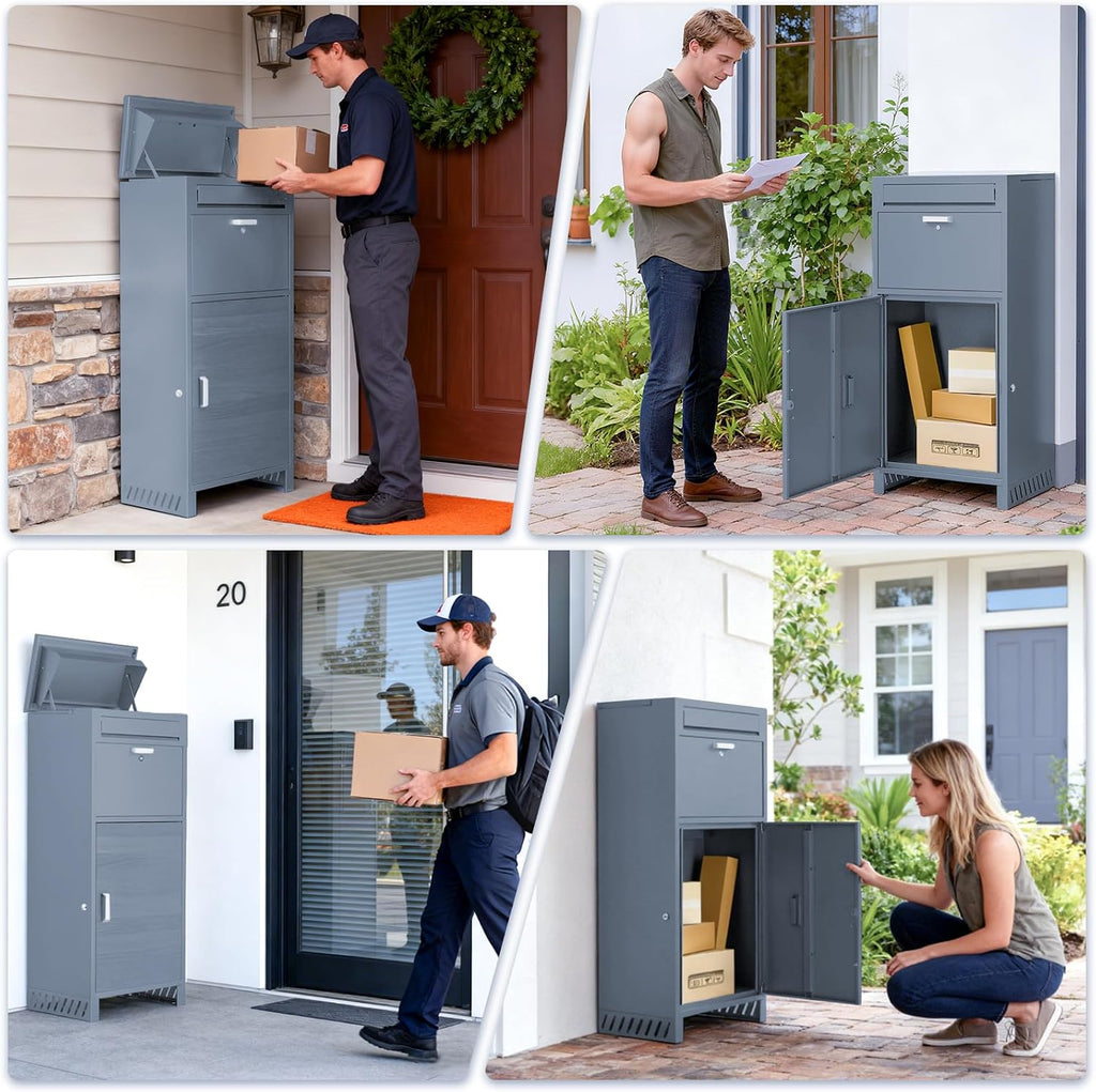 Package Delivery Boxes & Mailbox for Outside, No Assembly Required Large Parcel Drop Box with Keys, Steel Mailbox with Waterproof Anti-Theft Function, Not Easy Deformed for Home, Porch, Business