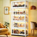 Curio Display Cabinet with Acrylic Glass Door, 5-Tier Display Case, Curio Cabinet & Bookcase for Collectibles, Display Shelf for Home, Reading Nook, Playroom, Living Room (White-flip Door)