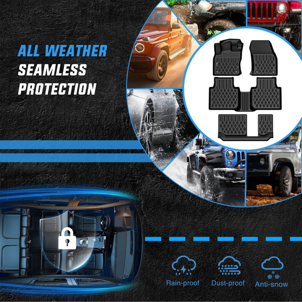 Nilight TPE Floor Mats for Volkswagen Tiguan 7 Seats 2018 2019 2020 2021 2022 2023 2024 All Weather Custom Fit Heavy Duty Floor Liners
