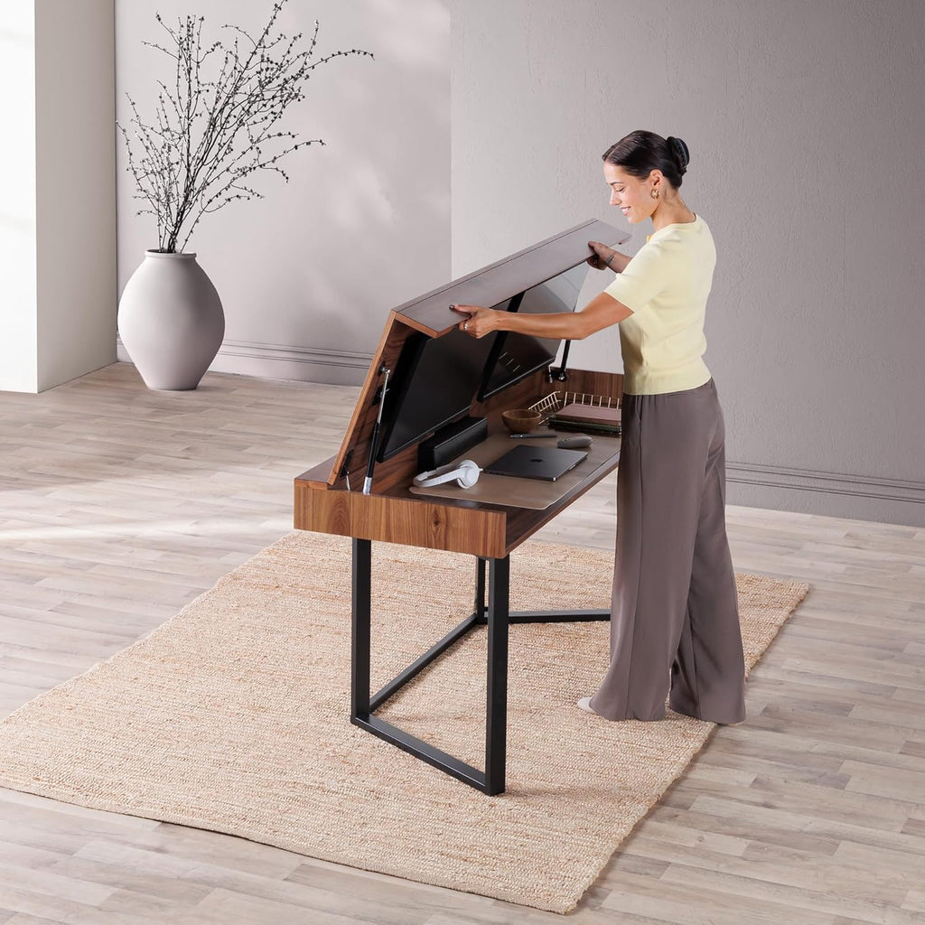 Transformer Table - Dining Table to Computer Desk, Work-from-Home Office, Gaming Desk, Study Desk, Space-Saving Furniture, Multiuse Dining Table, Royal Brown