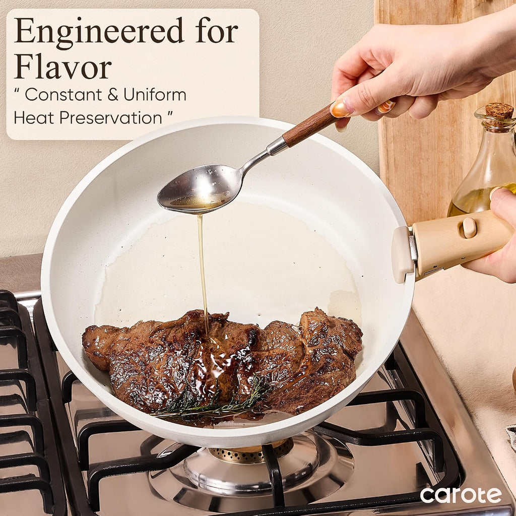 CAROTE 33pcs Pots and Pans Non Stick, Cookware Sets Detachable Handle, Induction Kitchen Pots and Pans, NonStick Cooking Set, Oven/Dishwasher/Fridge Safe, Space Saving