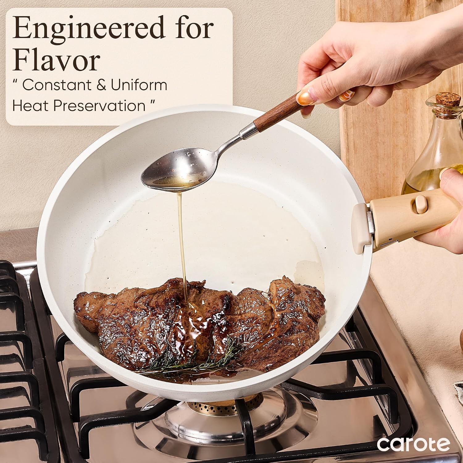 CAROTE 33pcs Pots and Pans Non Stick, Cookware Sets Detachable Handle, Induction Kitchen Pots and Pans, NonStick Cooking Set, Oven/Dishwasher/Fridge Safe, Space Saving