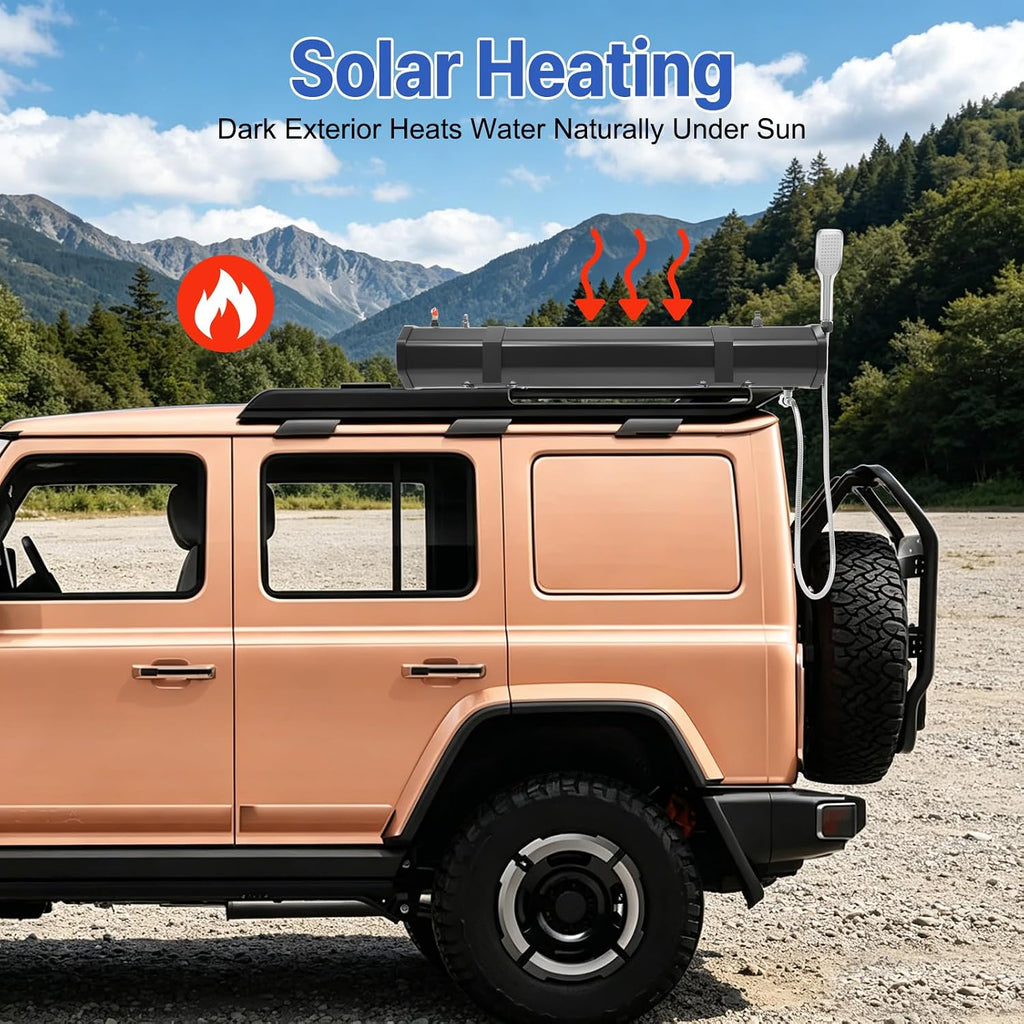 7.93 Gallon Pressurized Water Tank,Portable Car Camping Shower Water Storage Roof Rack Mounted Solar Shower or Overland Off-Road Vehicles, Pick-up Truck,Outdoor Activities Water Supply, RV, Camping