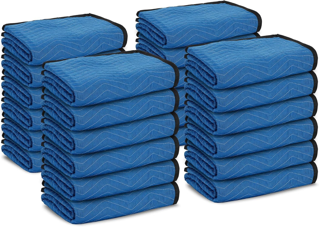 ZENY Moving Blankets 12 Pack, Heavy Duty 35 lb/dz, Quilted Furniture Pads Large 80x72 Inches for Moving and Storage (24, Blue)