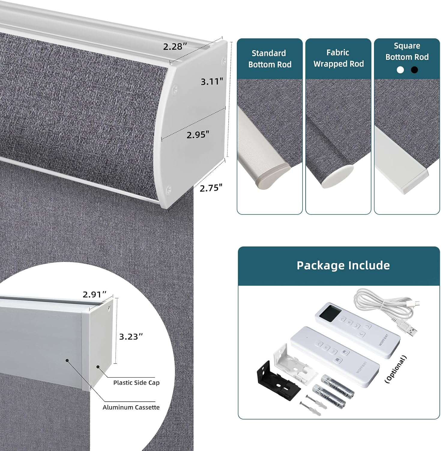 Smart Blinds,Motorized Blackout Shades for Windows,Compatible with Alexa,Google Home,Automatic Blackout Roller Shade,Rechargeable Battery Shades,Dark Anchor Grey