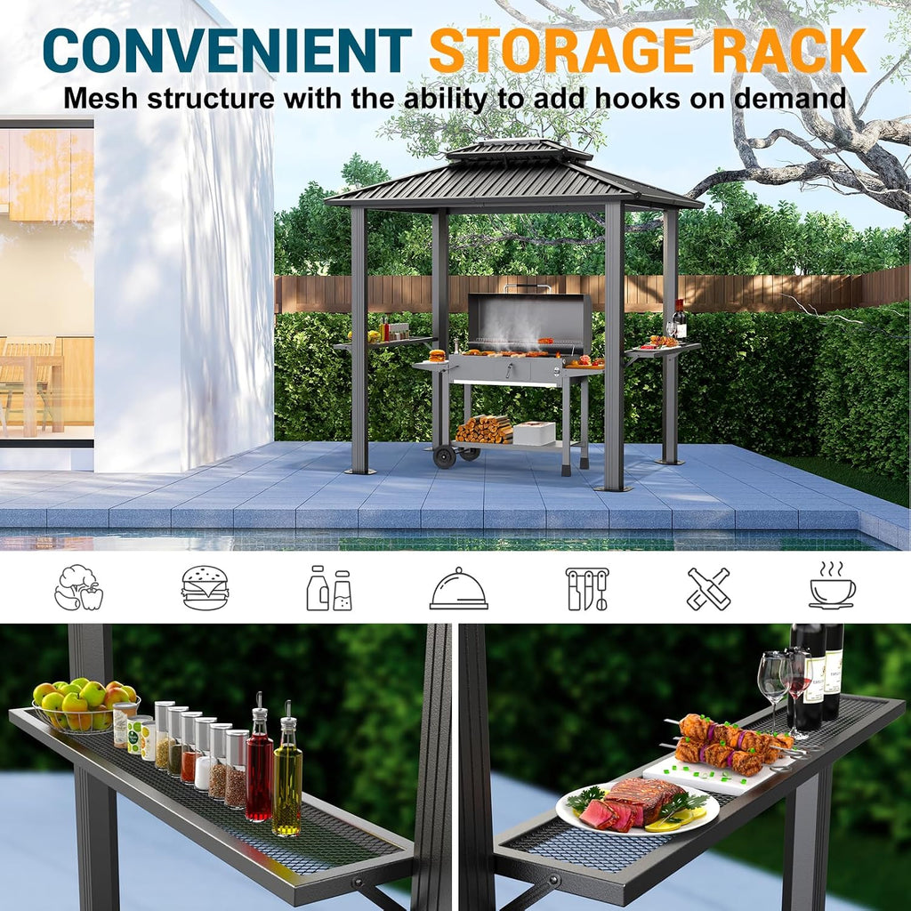 Hoteel 6x8 Hardtop Grill Gazebo,Black