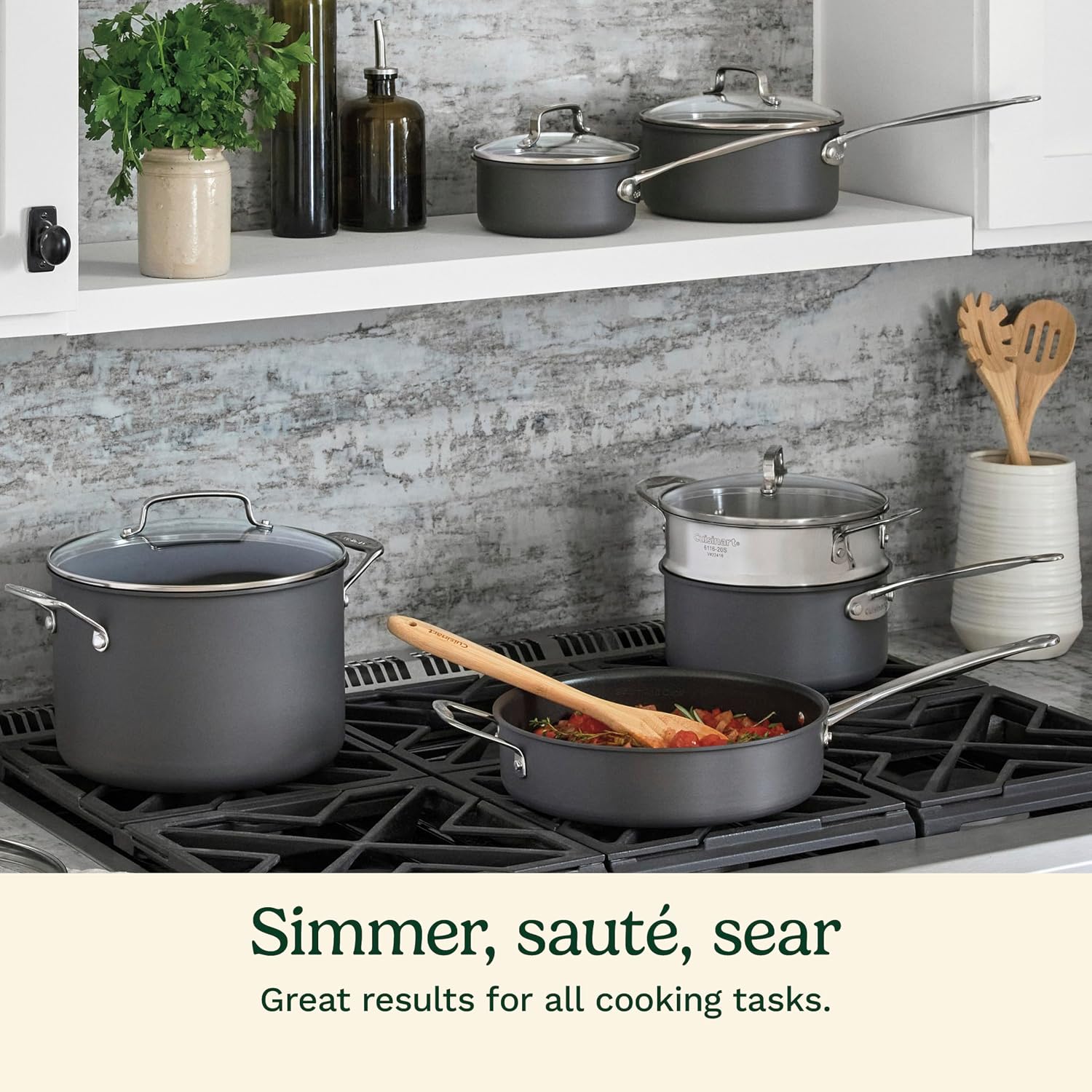Cuisinart Chef's Classic™ Nonstick Hard Anodized 17 Piece Set w/Tempered Glass Lids