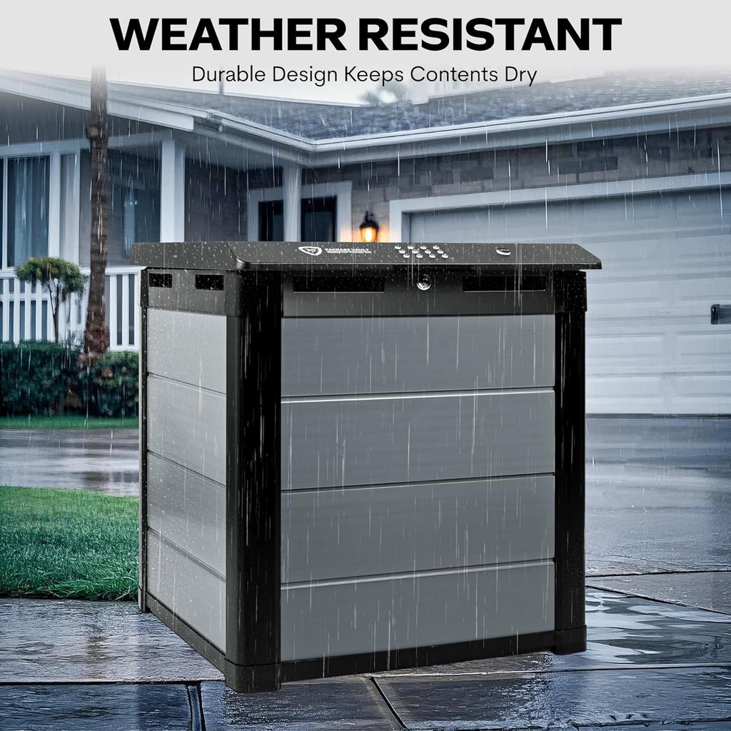 Package Vault- Robust Large Smart Delivery Lock Box 'Package Theft Prevention' with a Smart Bluetooth Lock, Great for Outdoor Patios and Porches to Keep Your Packages and Deliveries Safe