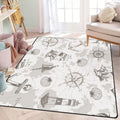 6' x 9' Grey Vintage Nautical Area Rugs for Kids Boys Girls Ocean Coastal Throw Rugs for Living Room Bedroom Playroom Sea Beachy Floor Mat Pad Doormat Carpet