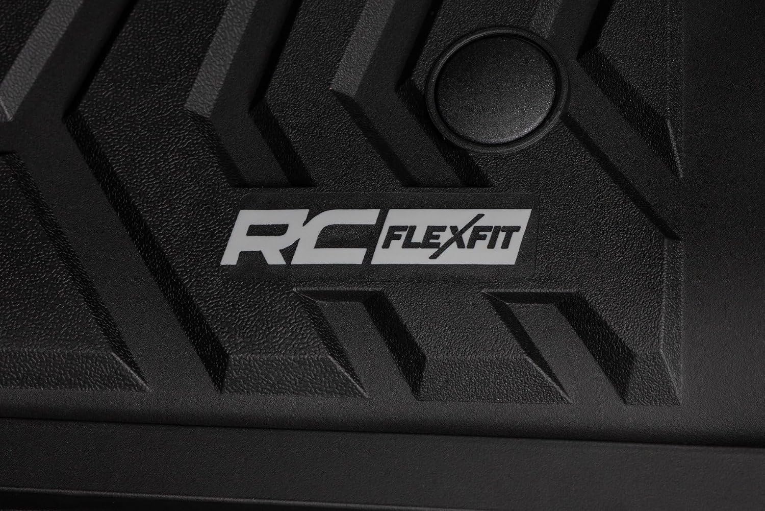 Rough Country Flex-Fit Floor Mats for Ford F-250/350 Super Duty (2017-2025) Crew Cab - Front & Rear Set, Custom All-Weather Non-Slip TPE Liners w/Spill Saver Lip