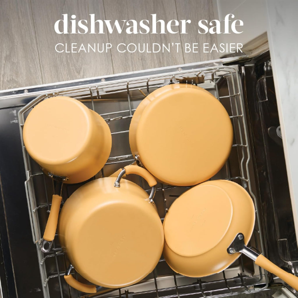 Rachael Ray Cucina Ceramic Nonstick Cookware Pots and Pans Set, 13-Piece, Tumeric Yellow